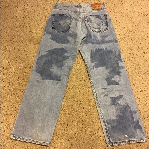 LEVIS MENS 569 DISTRESSED JEANS LOOSE STRAIGHT 30 x 32 VERY UNIQUE GUC LT WASH - Picture 2 of 3